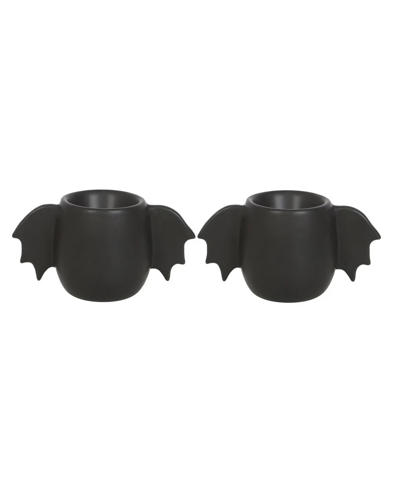 Schwarze Eierbecher mit Fledermaus Flügeln 2 St.