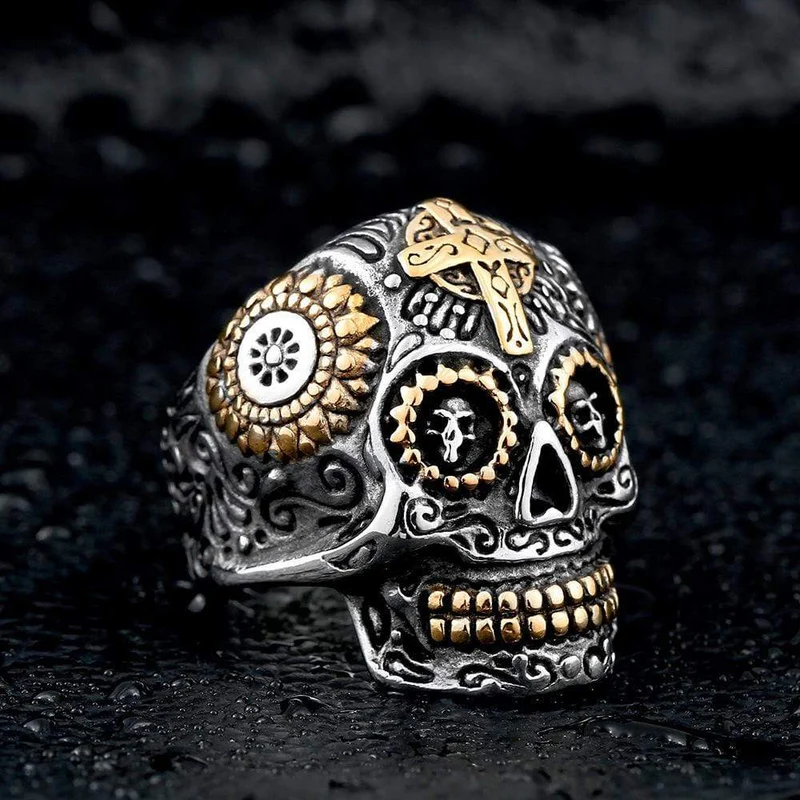 Herren Punk Cross Skull Augenringe