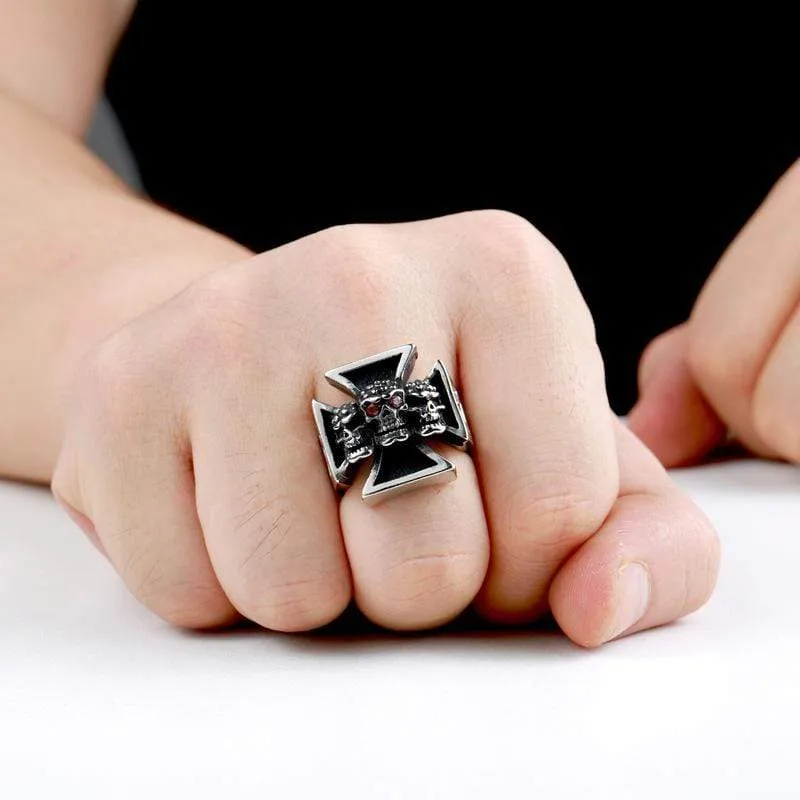 Punk Skull Cross Rings für Herren