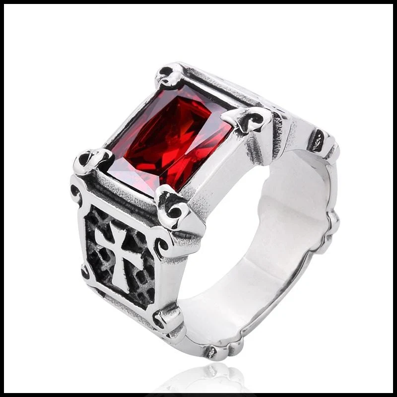 Herren Punk Strass / Blue San Cross Ringe