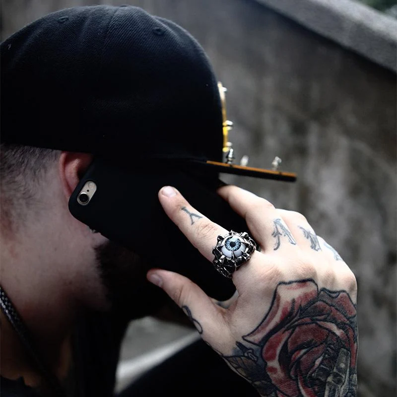 Herren Punk Ghost Rider Augapfel Schädelringe