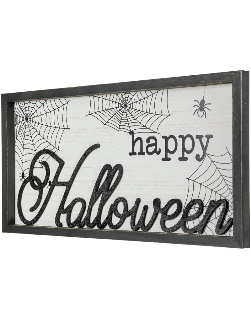 Geprägtes Happy Halloween Bild mit Holzrahmen 60x30cm