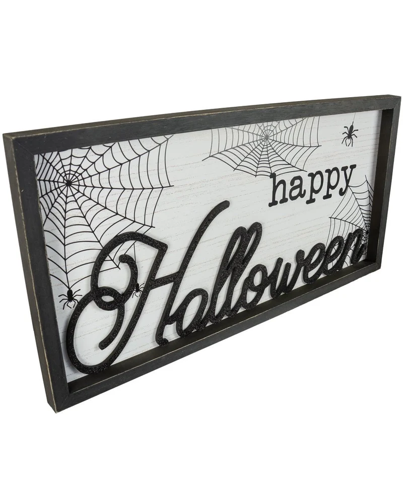 Geprägtes Happy Halloween Bild mit Holzrahmen 60x30cm
