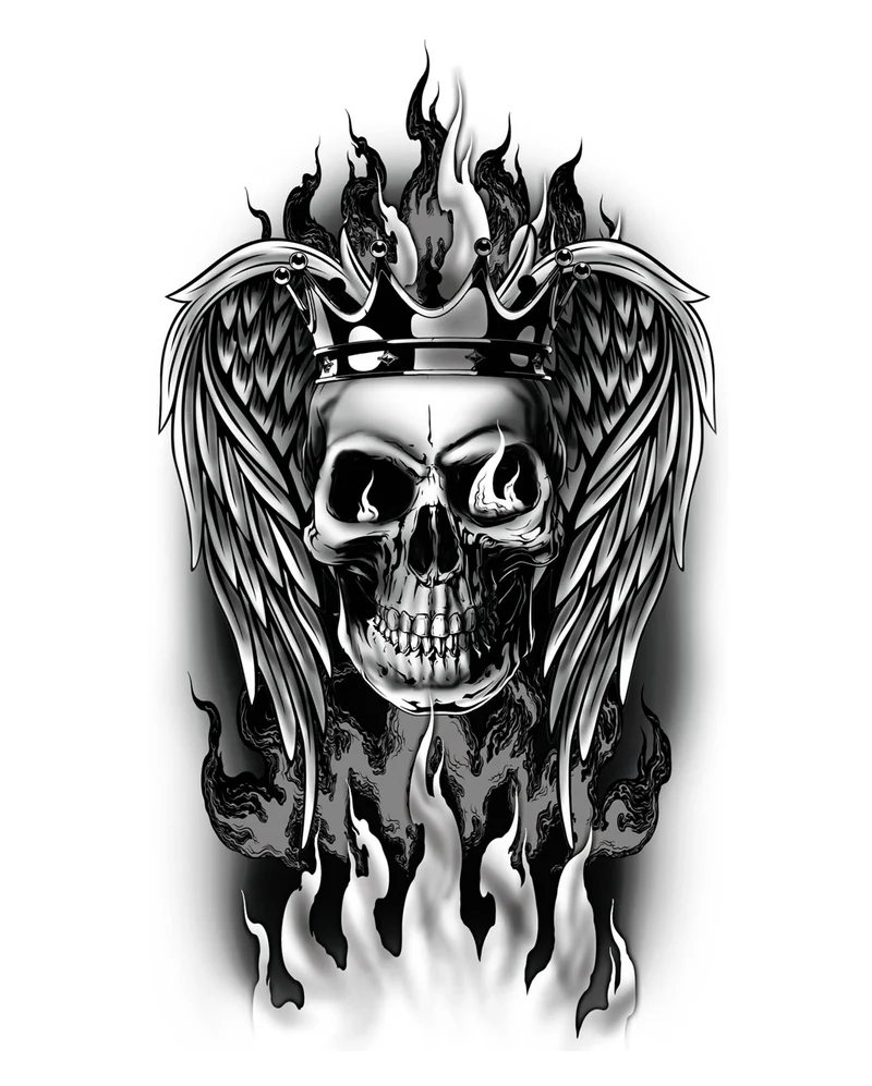 Temporäres Totenkopf Rocker Tattoo zum Aufkleben