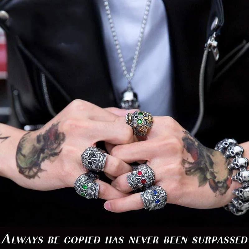 Herren Punk Strass Eye Skull Ringe