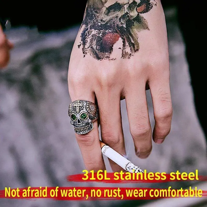 Herren Punk Strass Eye Skull Ringe