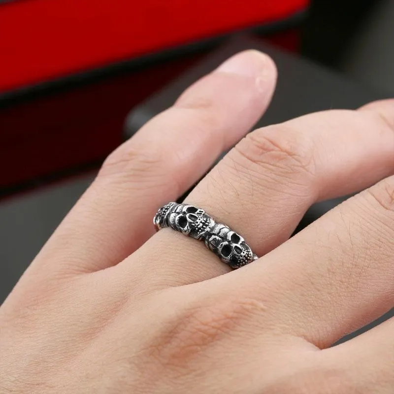 Herren Punk Skulls Ringe
