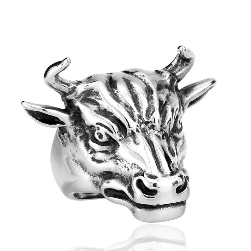 Herren Punk Bull Kopf der Wall Street Ringe