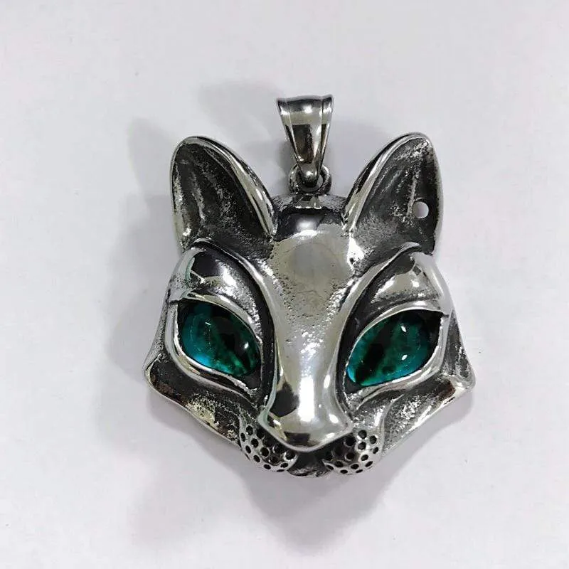 Herren Punk Green / Blue Eye Fox Halsketten