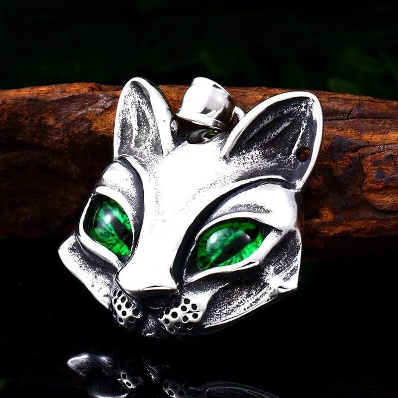 Herren Punk Green / Blue Eye Fox Halsketten