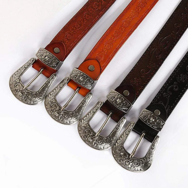 Gotische Blumenschnitzgürtel aus Rindsleder für Herren