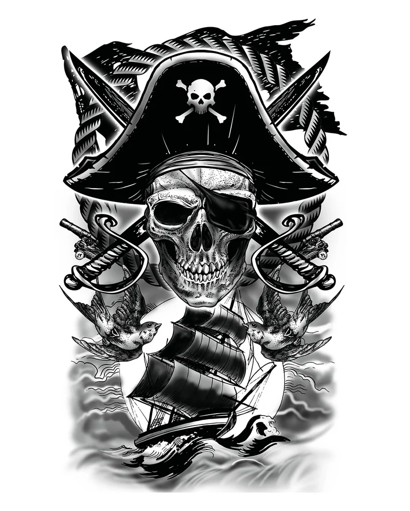 Temporäres Piraten Tattoo zum Aufkleben