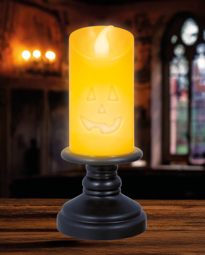 Kürbis Kerze mit LED 12,5cm