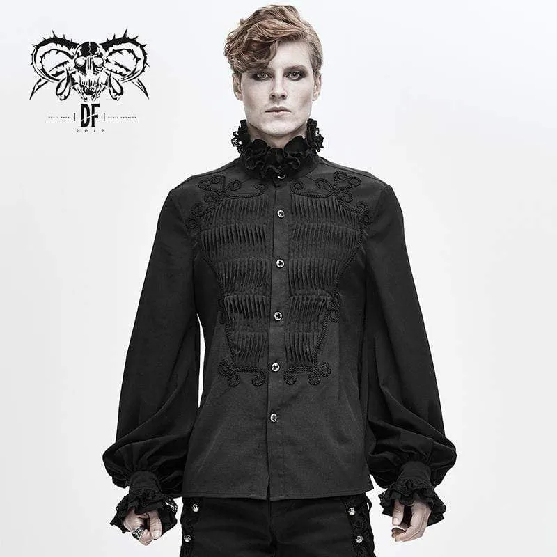 Herren Gothic Falbala Kragen Rüschen Puff Ärmel Shirts