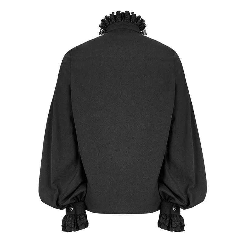 Herren Gothic Falbala Kragen Rüschen Puff Ärmel Shirts