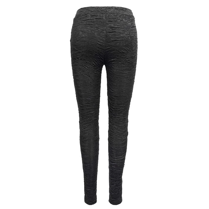 Damen Gothic zerrissene Leggings mit Nieten