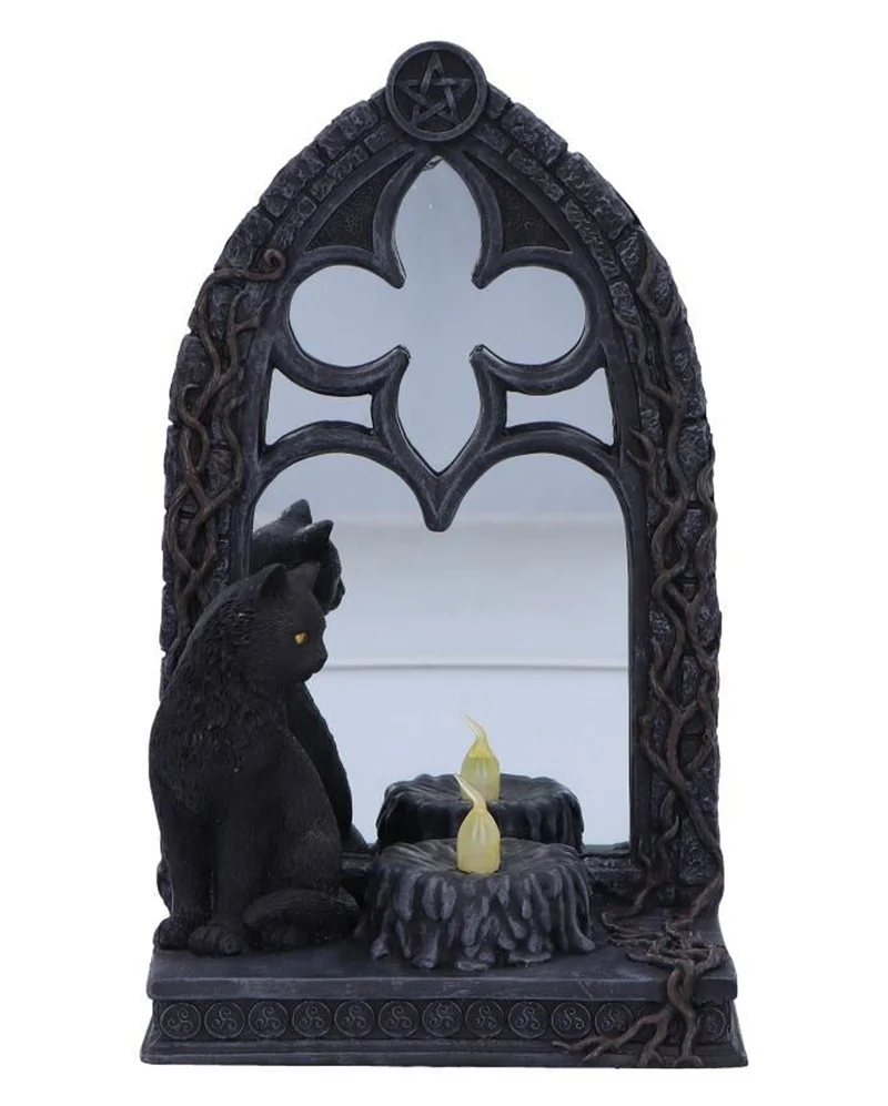 Magischer Spiegel mit Katze & Kerze 21cm