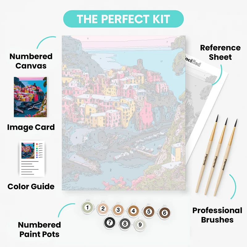 Cinque Terre Pastel Harbor - Paint by Numbers Kit