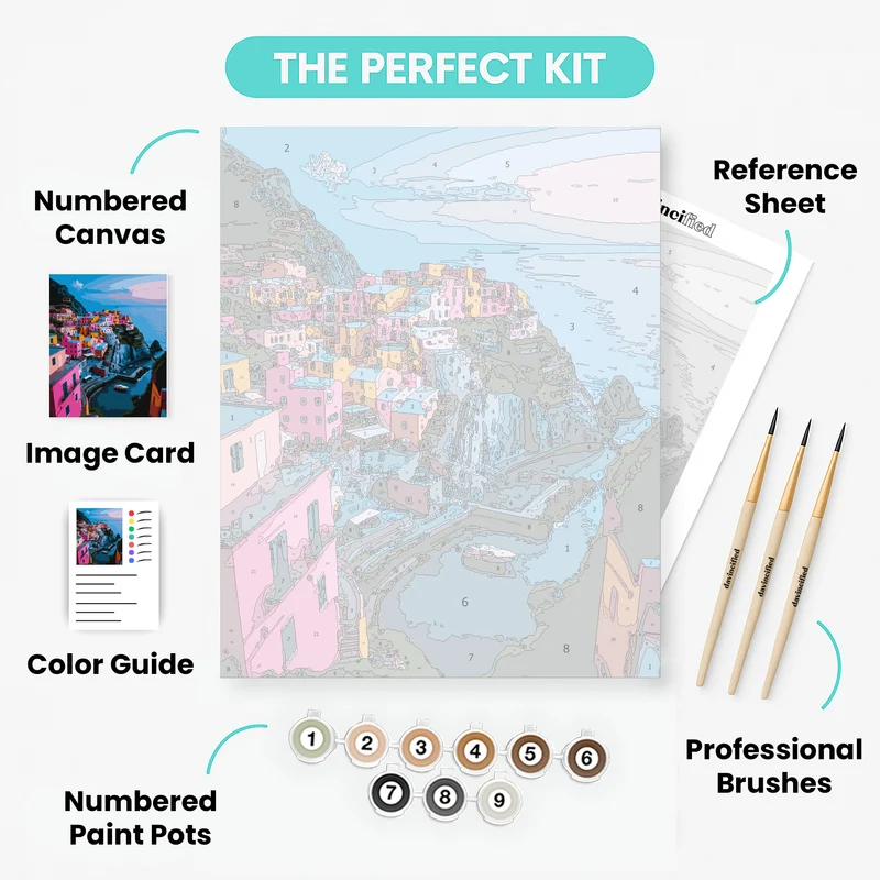 Cinque Terre Twilight Harbor - Paint by Numbers Kit