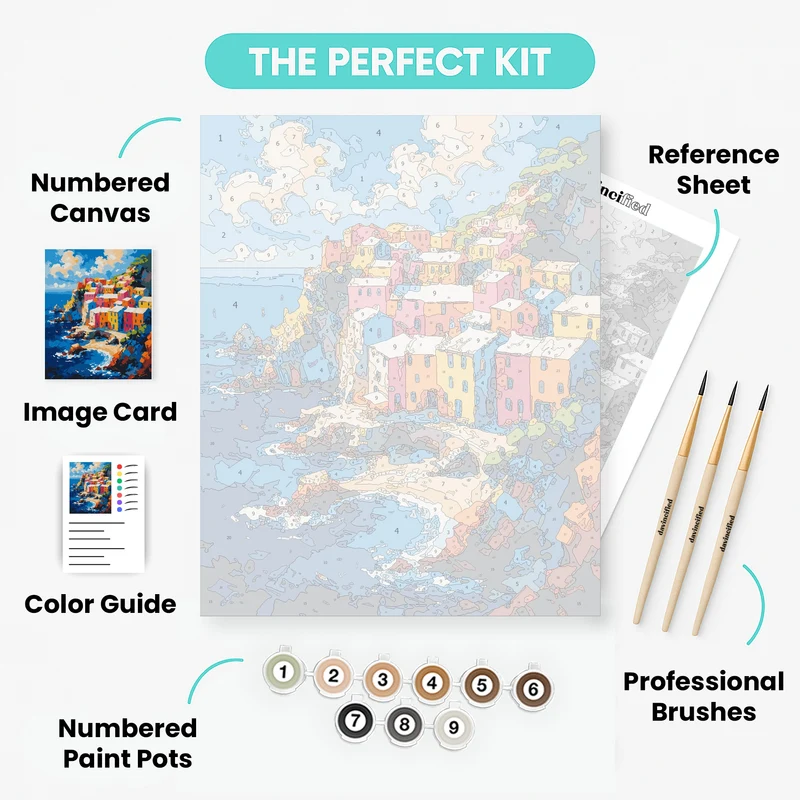 Cinque Terre Seaside Splendor - Paint by Numbers Kit