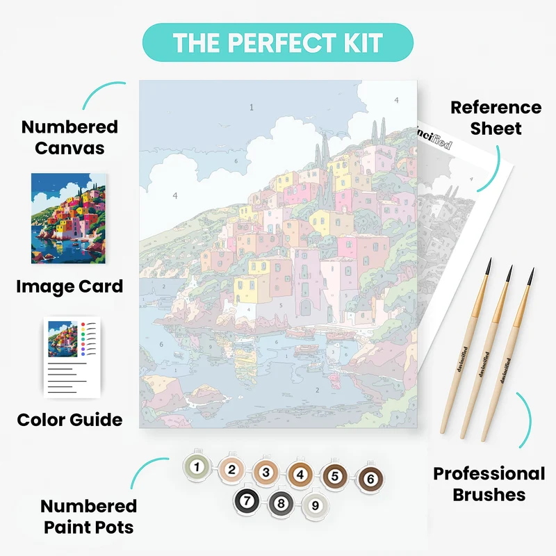 Cinque Terre Colorful Coastal Village - Paint by Numbers Kit