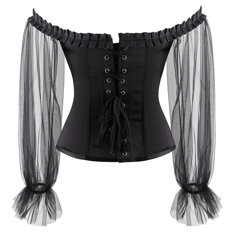 Frauen Vintage Lace Mesh Sleeve Overbust Korsetts