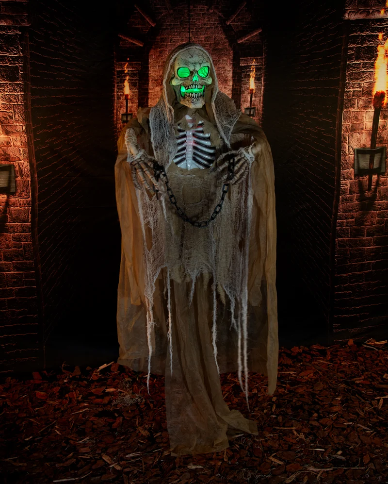 Mantus Skelett Dämon mit Licht, Sound & Bewegung 183cm