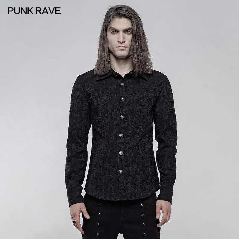 Herren Punk Elastic Jacquard Langarmhemden