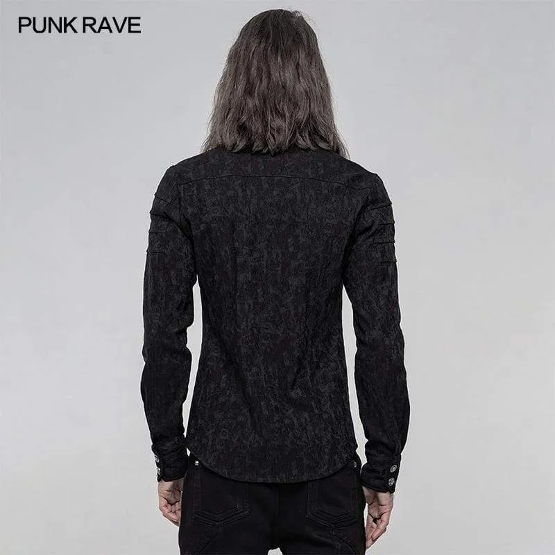 Herren Punk Elastic Jacquard Langarmhemden