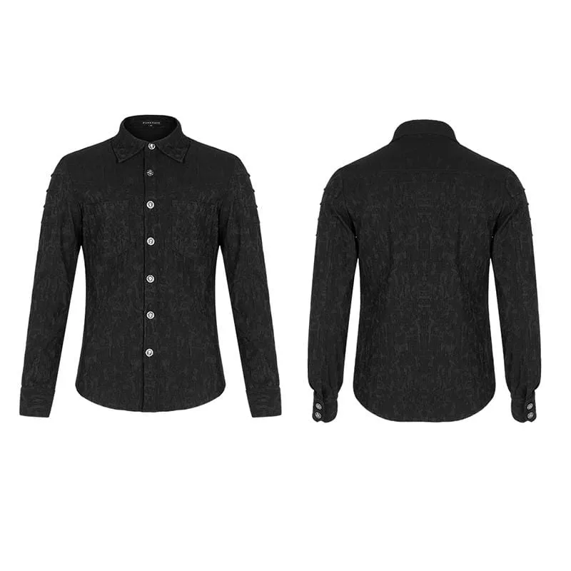 Herren Punk Elastic Jacquard Langarmhemden