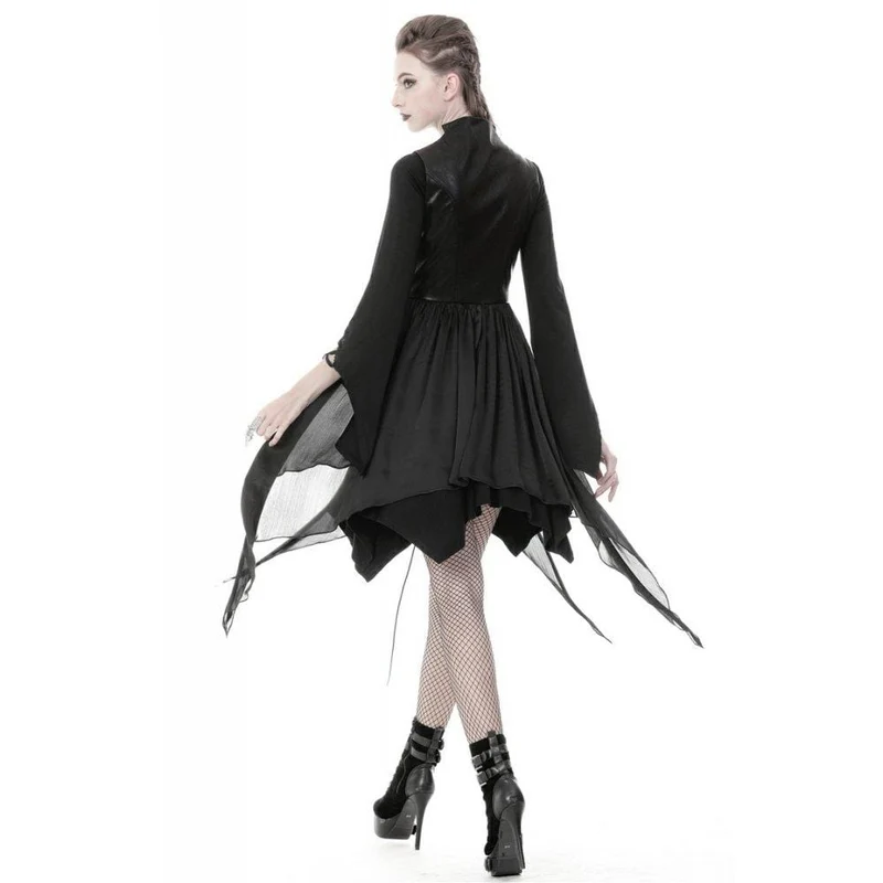 Frauen Punk Chiffon ärmellose ausgehöhlte Brust unregelmäßige Saum Jacken