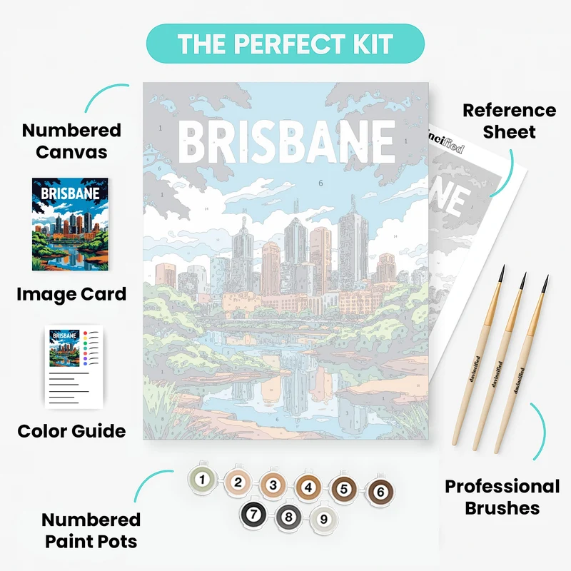 Brisbane Lush Riverside Skyline - Paint by Numbers Kit