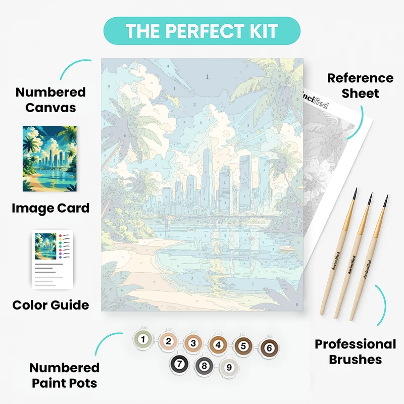Brisbane Tropical Skyline - Paint by Numbers Kit
