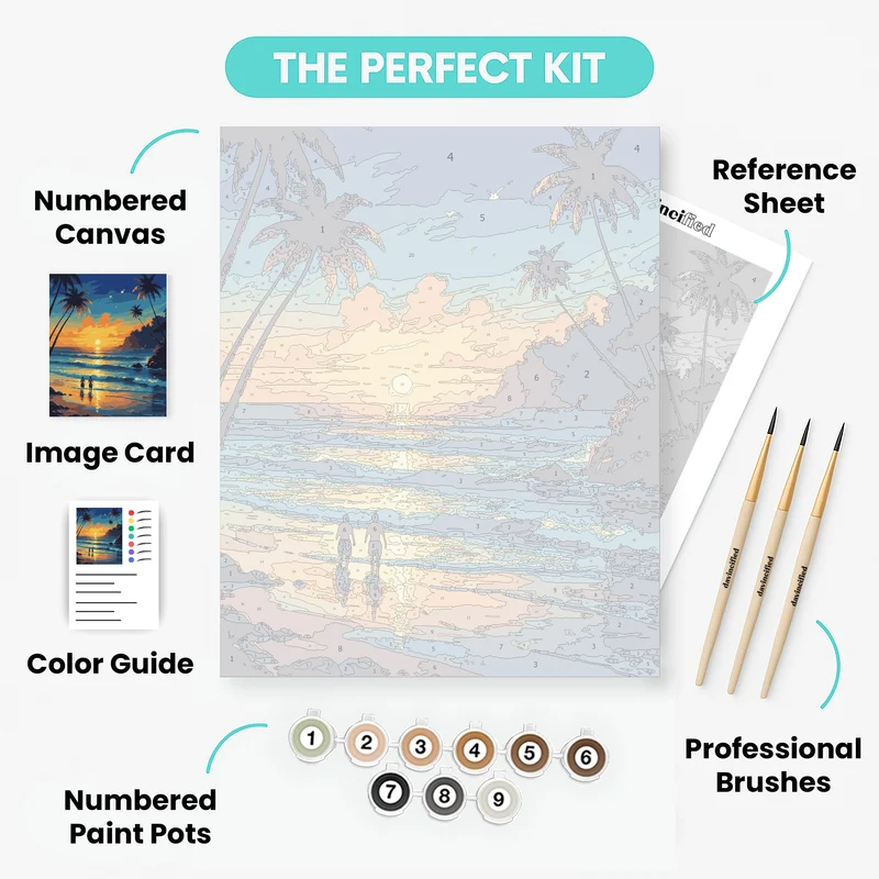 Hawaiian Beach Sunset Stroll - Paint by Numbers Kit