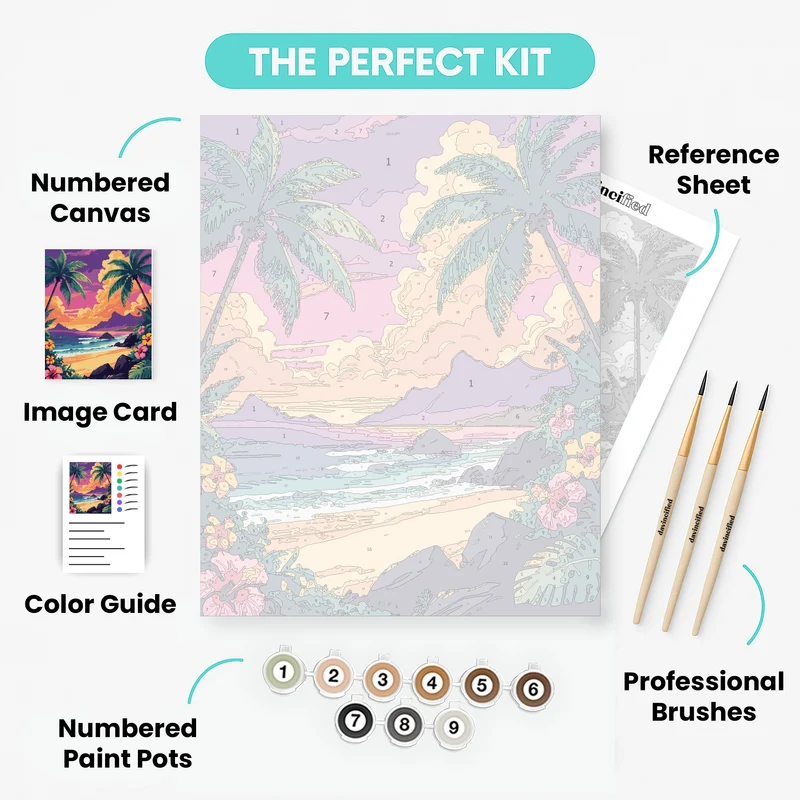 Hawaii Tropical Beach Sunset - Paint by Numbers Kit