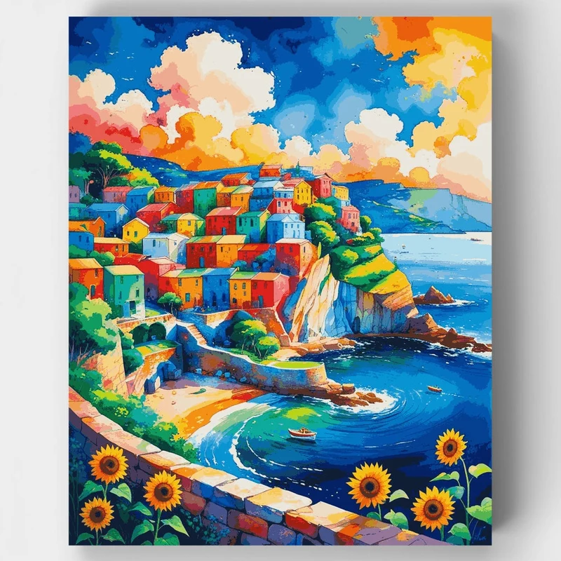 Cinque Terre Sunflower Bay - Paint by Numbers Kit