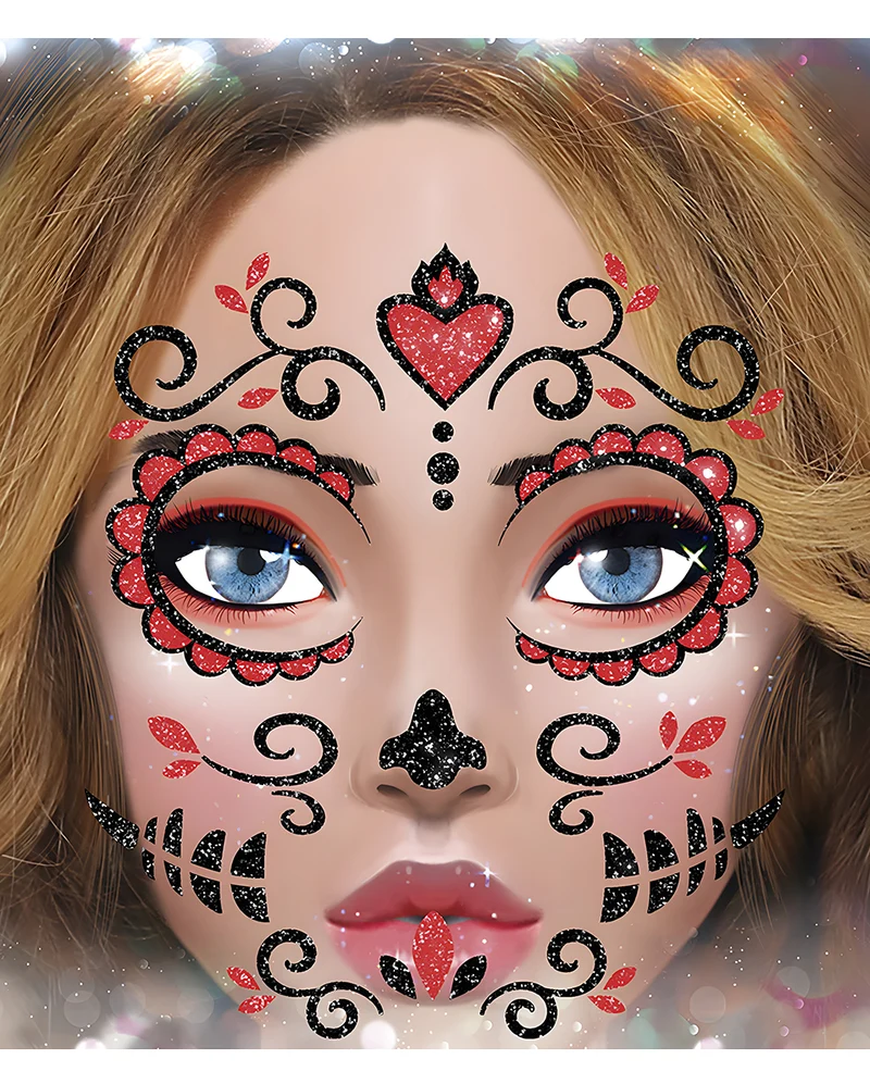 Catrina Glitter Gesichts-Aufkleber