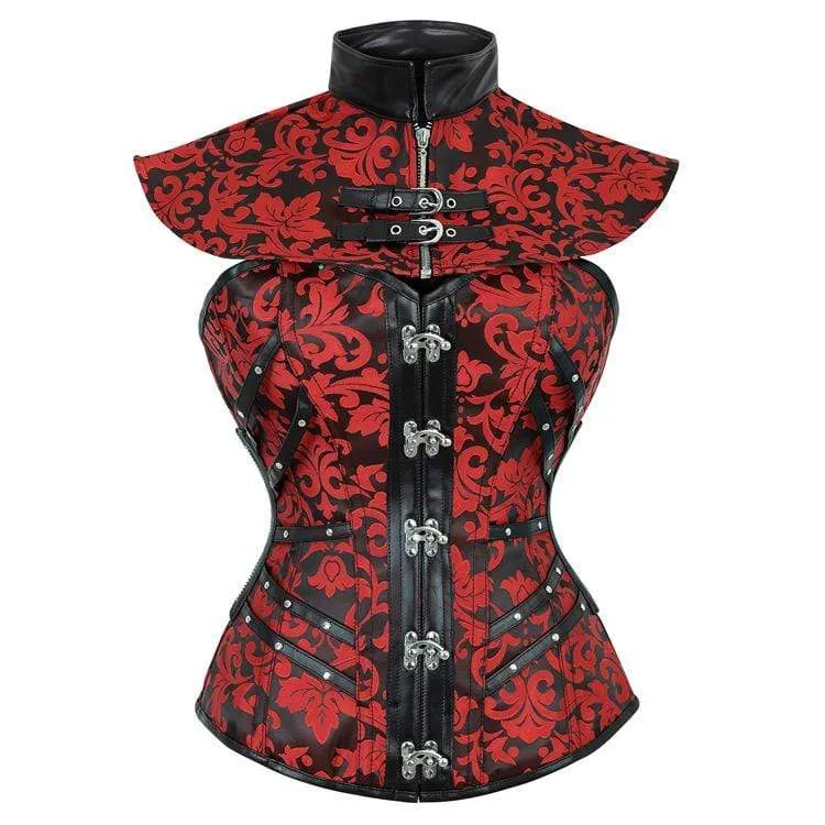 Damen Vintage Jacquard Kragen mit Overbust Korsetts