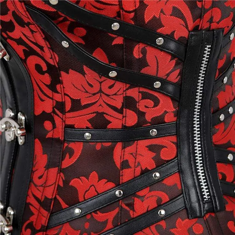 Damen Vintage Jacquard Kragen mit Overbust Korsetts