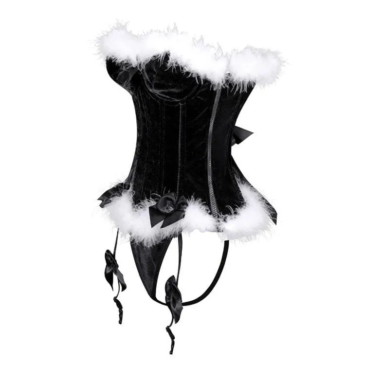 Frauen Gothic Faux Fun Hem Bowknot Chrismas Overbust Korsetts