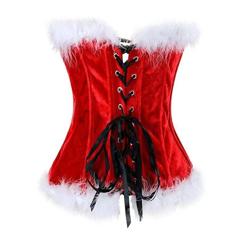 Frauen Gothic Faux Fun Hem Bowknot Chrismas Overbust Korsetts