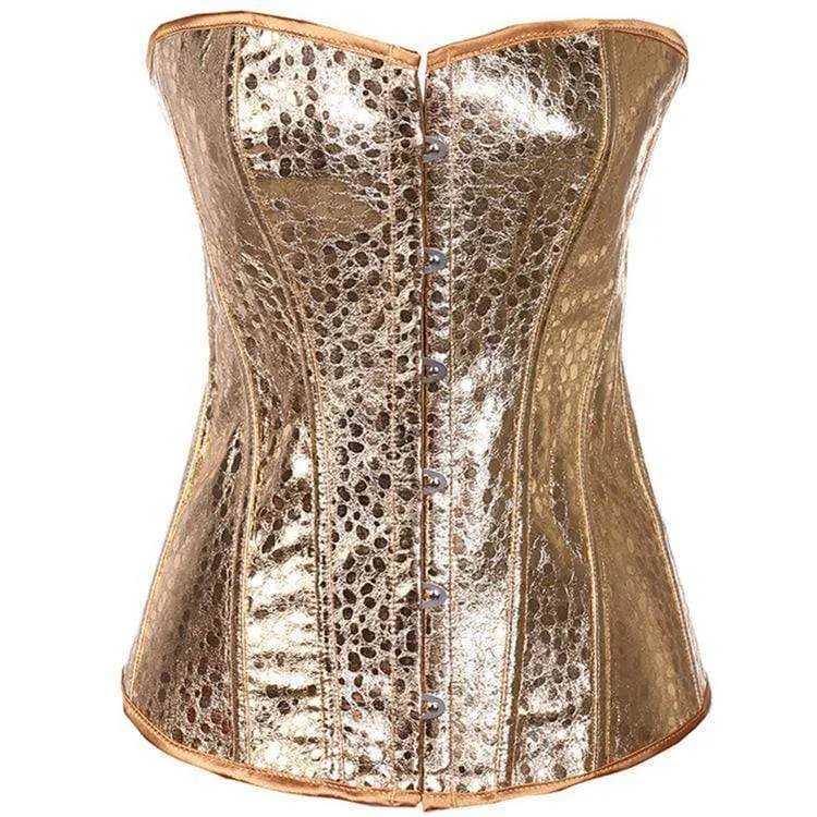 Frauen Gothic Pure Color Overbust Korsetts Golden
