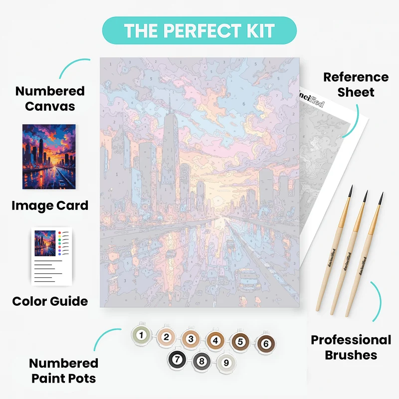 Chicago Rainy Night Drive - Paint by Numbers Kit