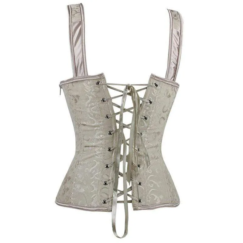 Damen Vintage Jacquard Strappy Overbust Korsetts