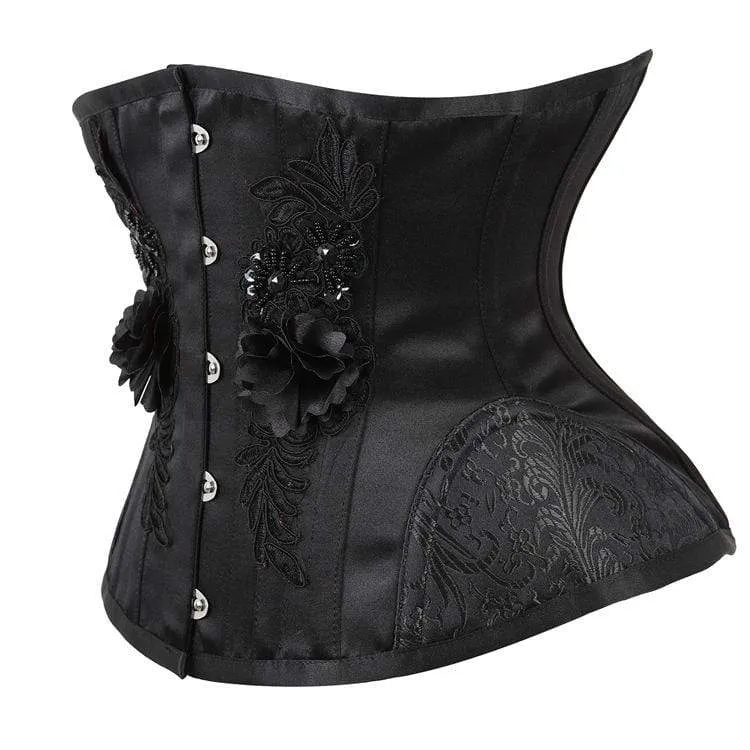 Frauen Jacquard bestickte Blumen Underbust Korsetts