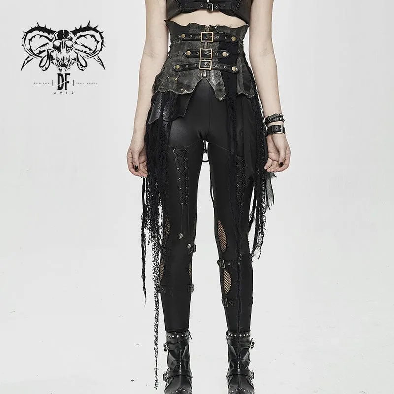 Frauen Punk Gürtel Slim Underbust Korsetts mit zerrissenem Rock