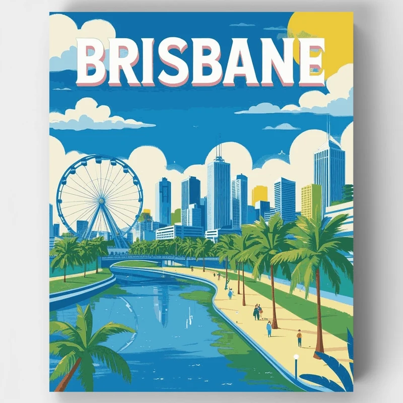 Brisbane Sunny Riverfront Skyline - Paint by Numbers Kit