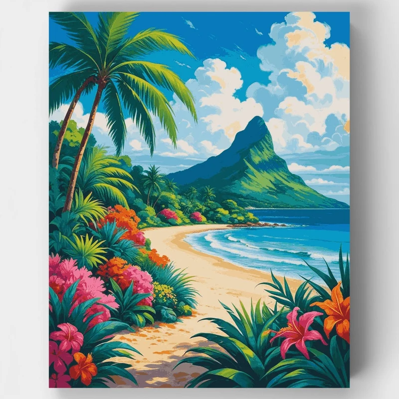 Tropical Hawaiian Beach Paradise - Paint by Numbers Kit