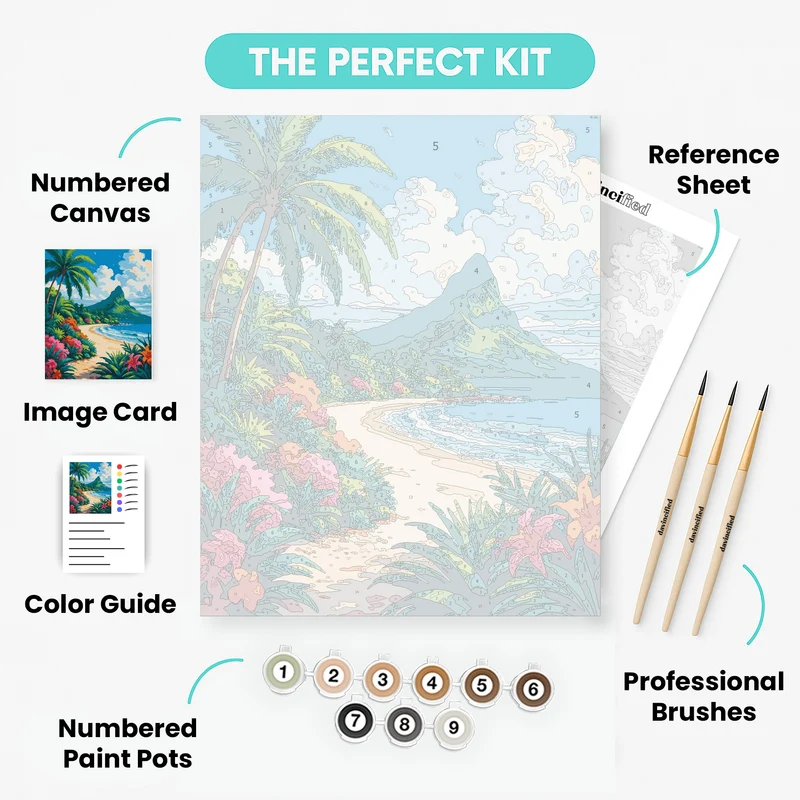 Tropical Hawaiian Beach Paradise - Paint by Numbers Kit