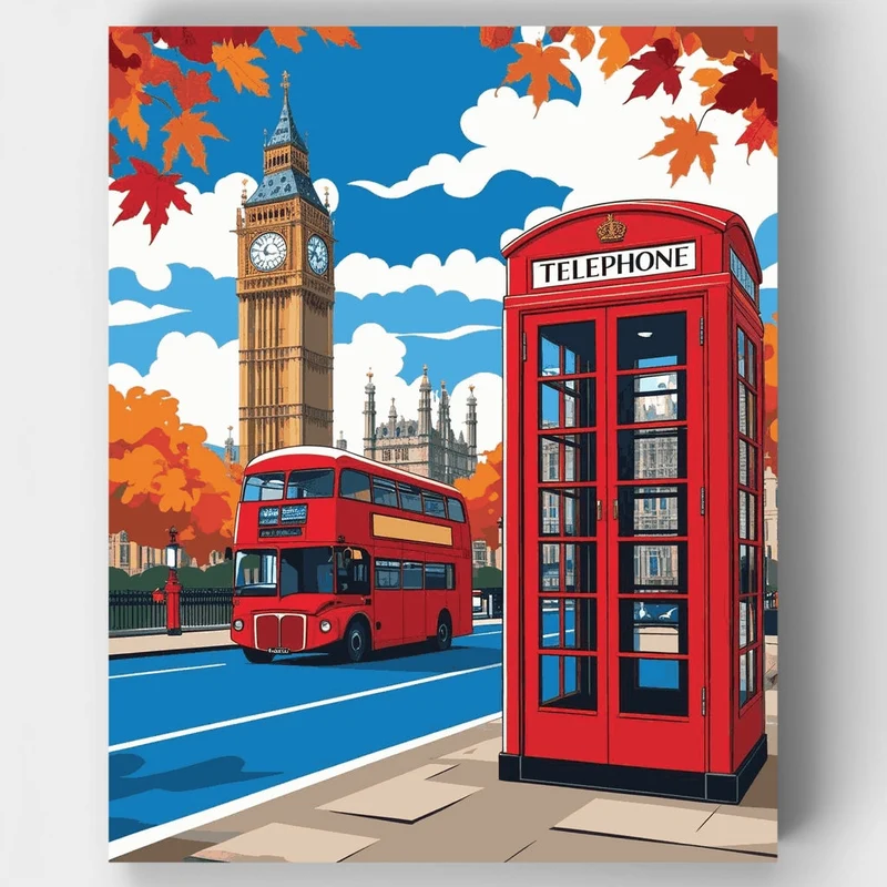 London Icons in Autumn - Paint by Numbers Kit